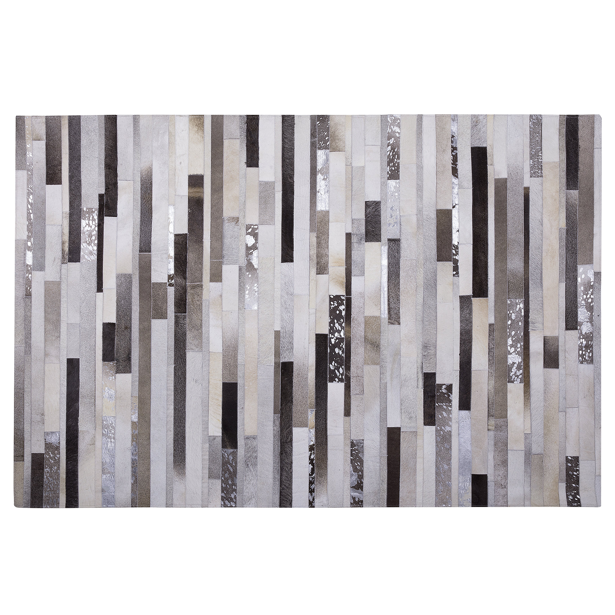 Beliani Rug Beige and Brown Cowhide Leather 230 x 160 cm Handcrafted Low Pile Modern