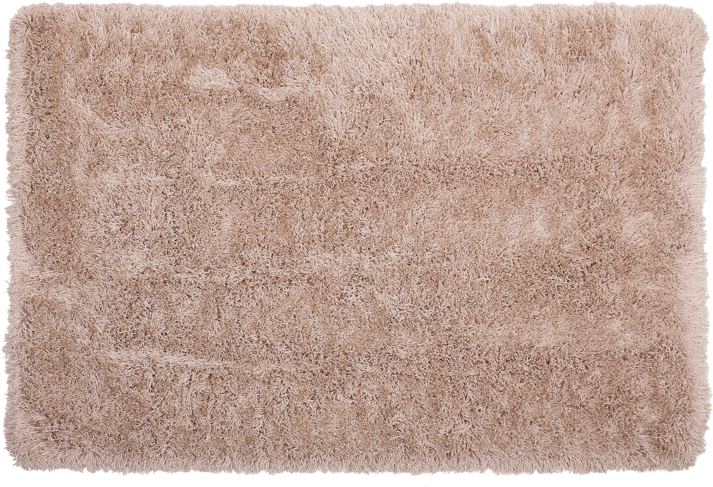 Beliani Shaggy Area Rug High-Pile Carpet Solid Beige Polyester Rectangular 140 x 200 cm