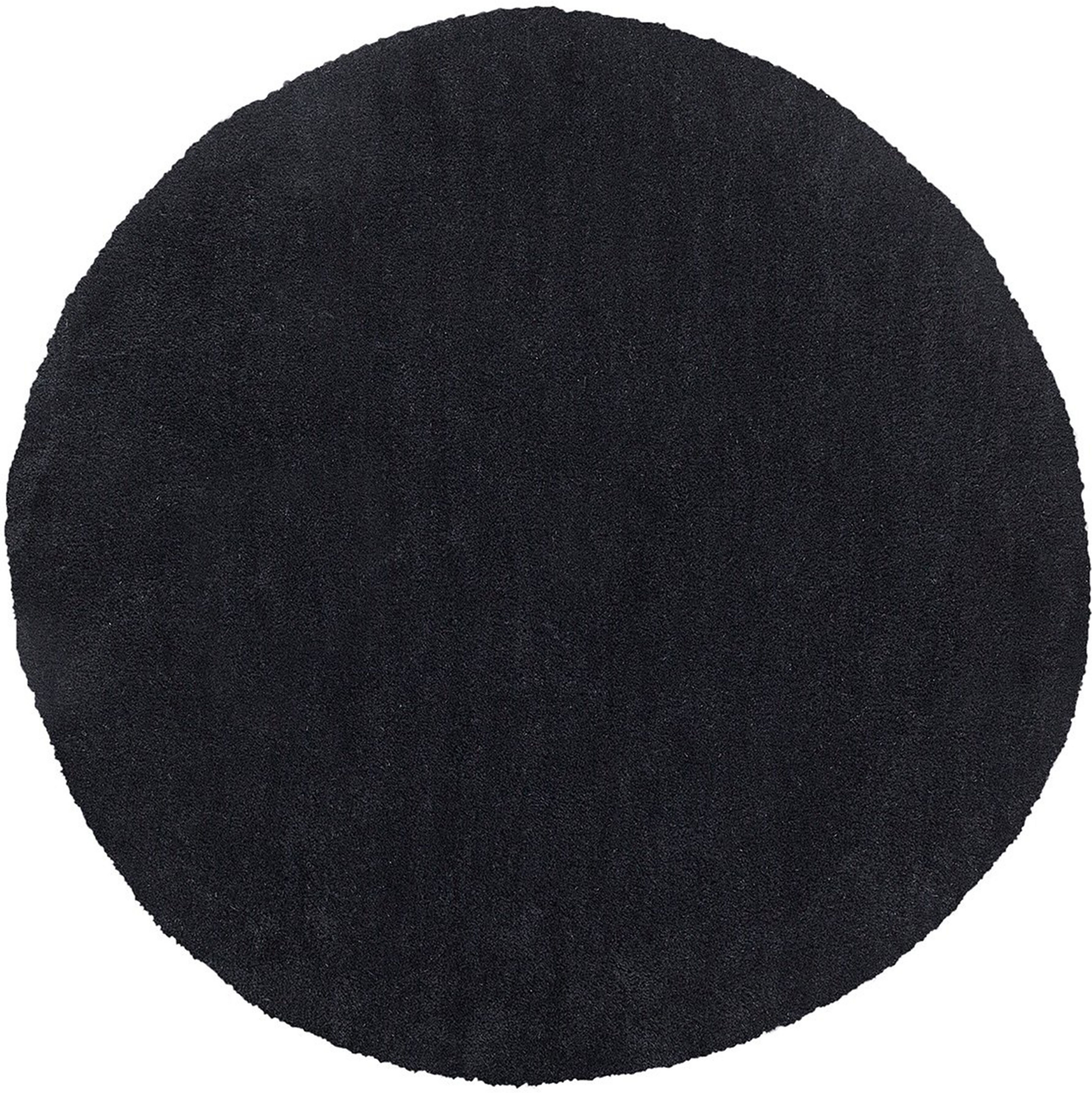 Beliani Shaggy Area Rug Black 140 cm Modern High-Pile Handmade Tufted Round Carpet