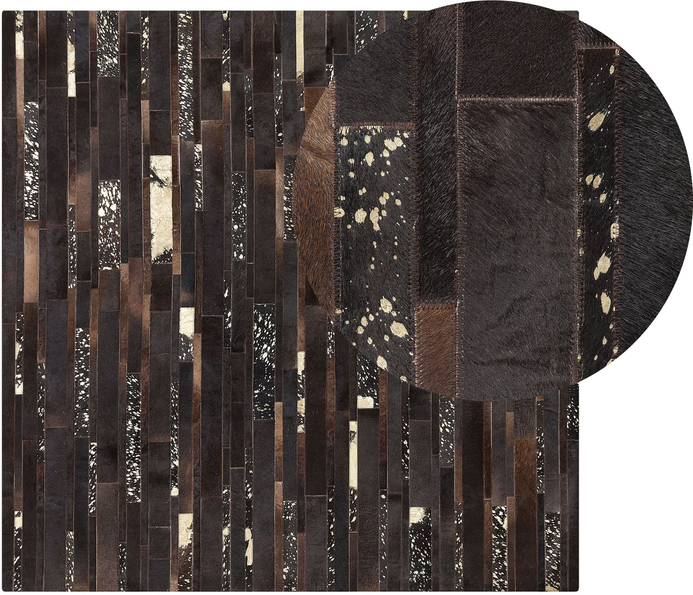 Beliani Rug Brown Genuine Leather 200 x 200 cm Cowhide Hand Crafted