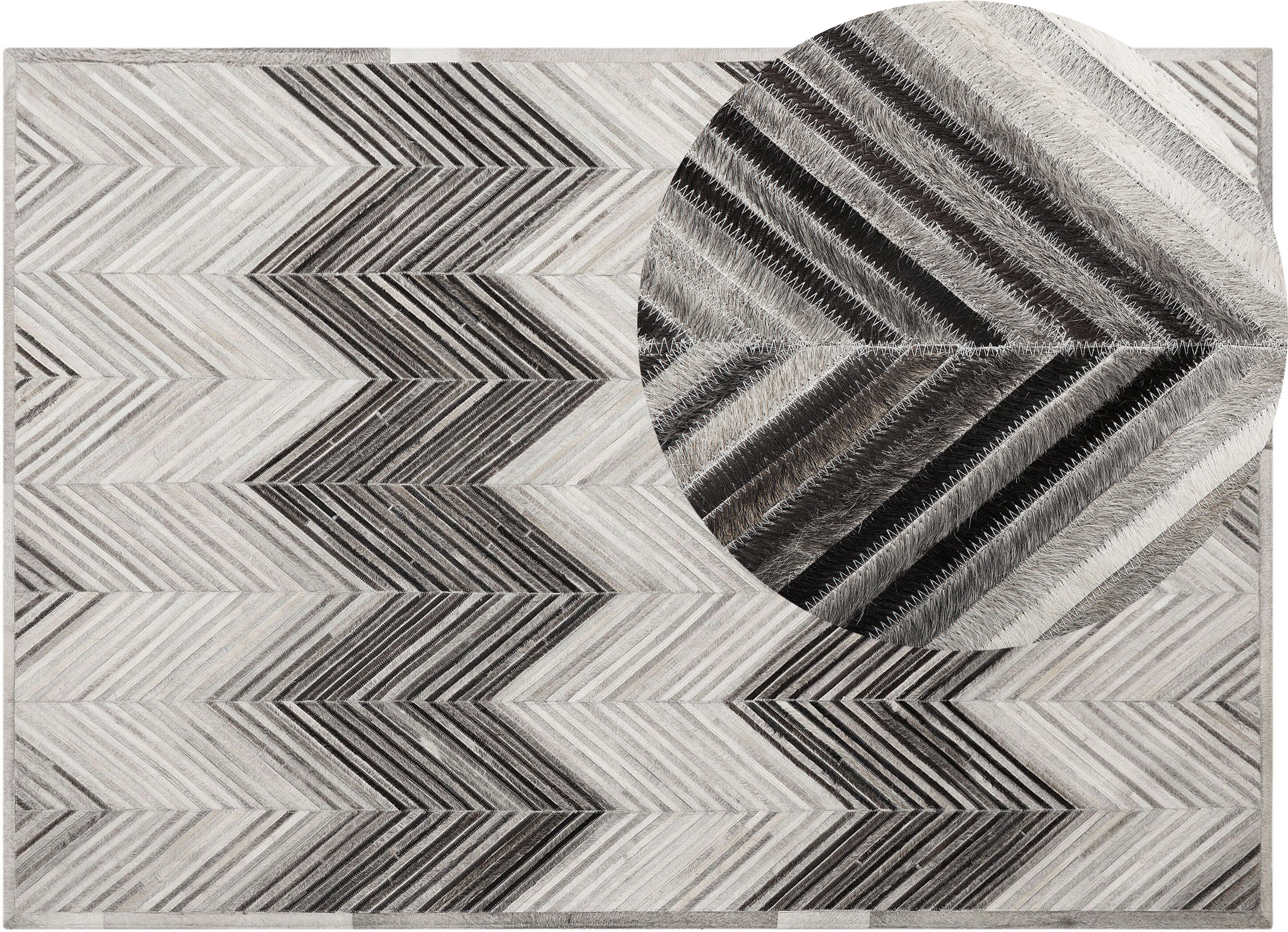 Beliani Area Rug Grey 160 x 230 cm Cowhide Leather Patchwork