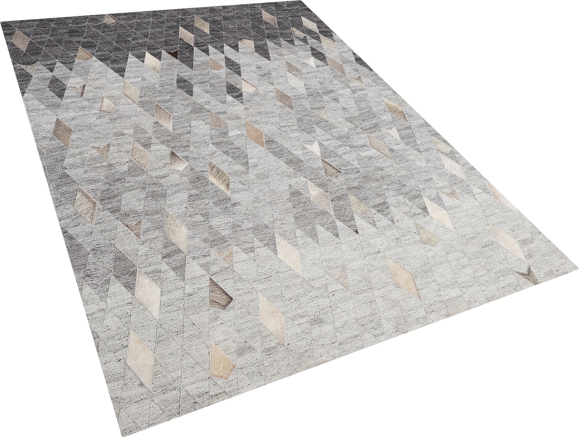 Beliani Area Rug Grey 160 x 230 cm Cowhide Leather Diamond Pattern