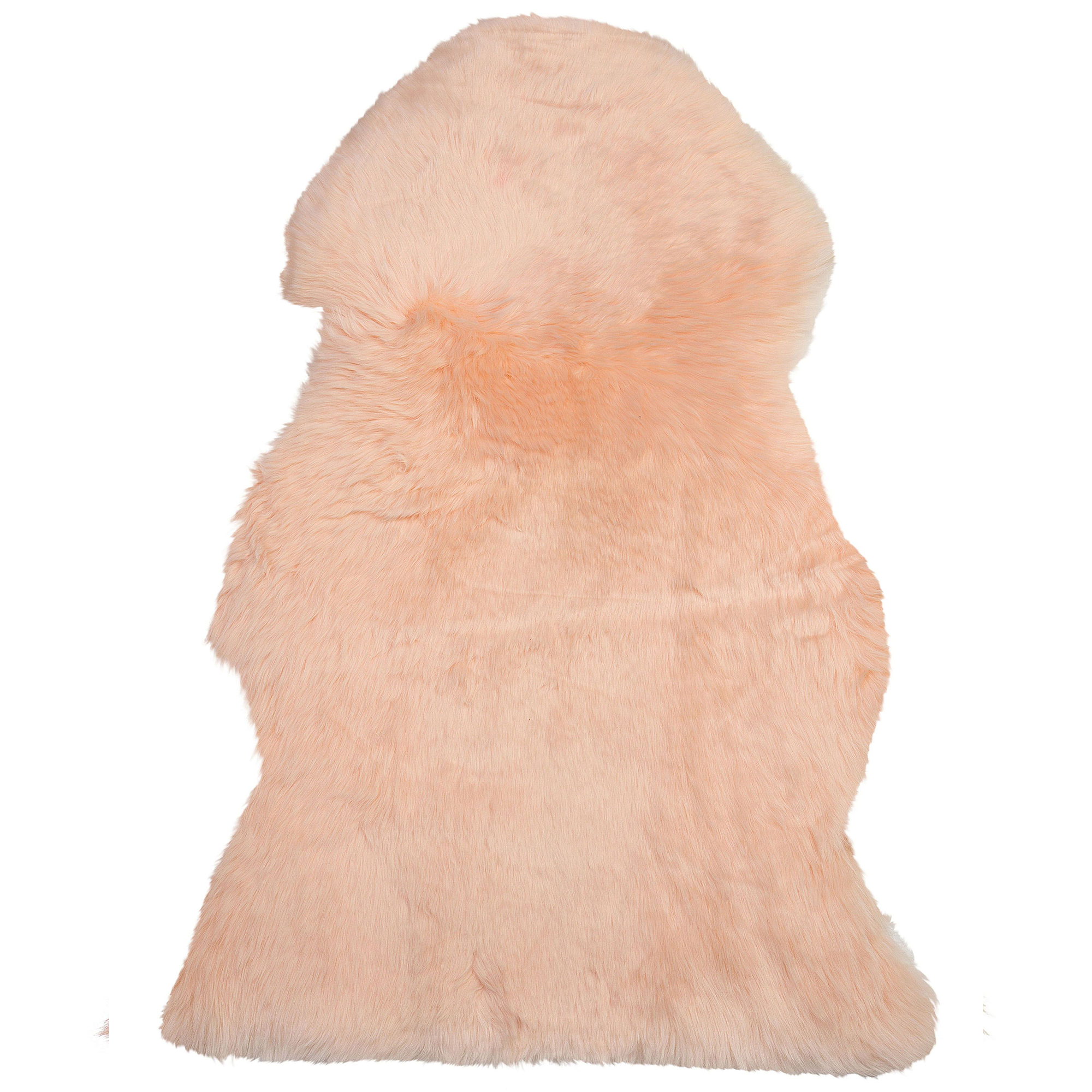 Beliani Sheepskin Light Pink 65 x 110 cm Natural High Pile Rustic Style