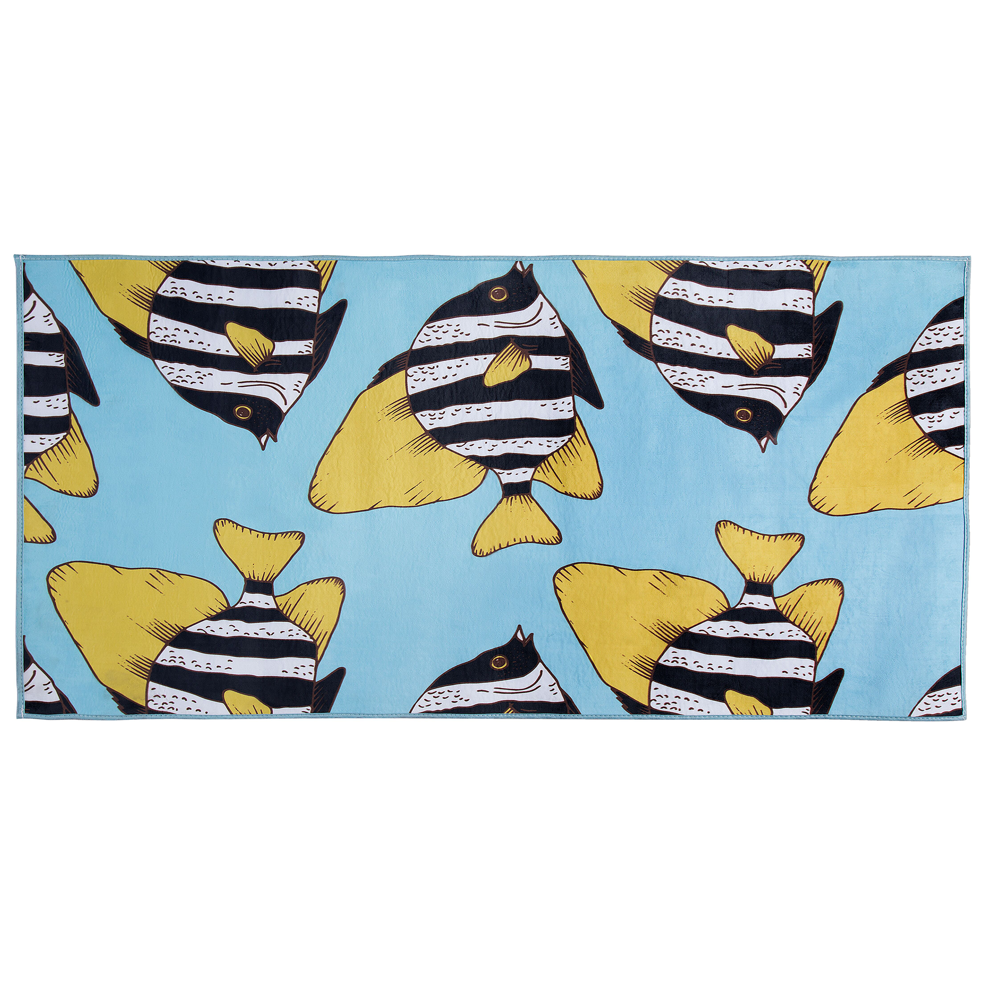 Beliani Area Rug Green and Yellow Printed Fish 80 x 150 cm Low Pile for Children