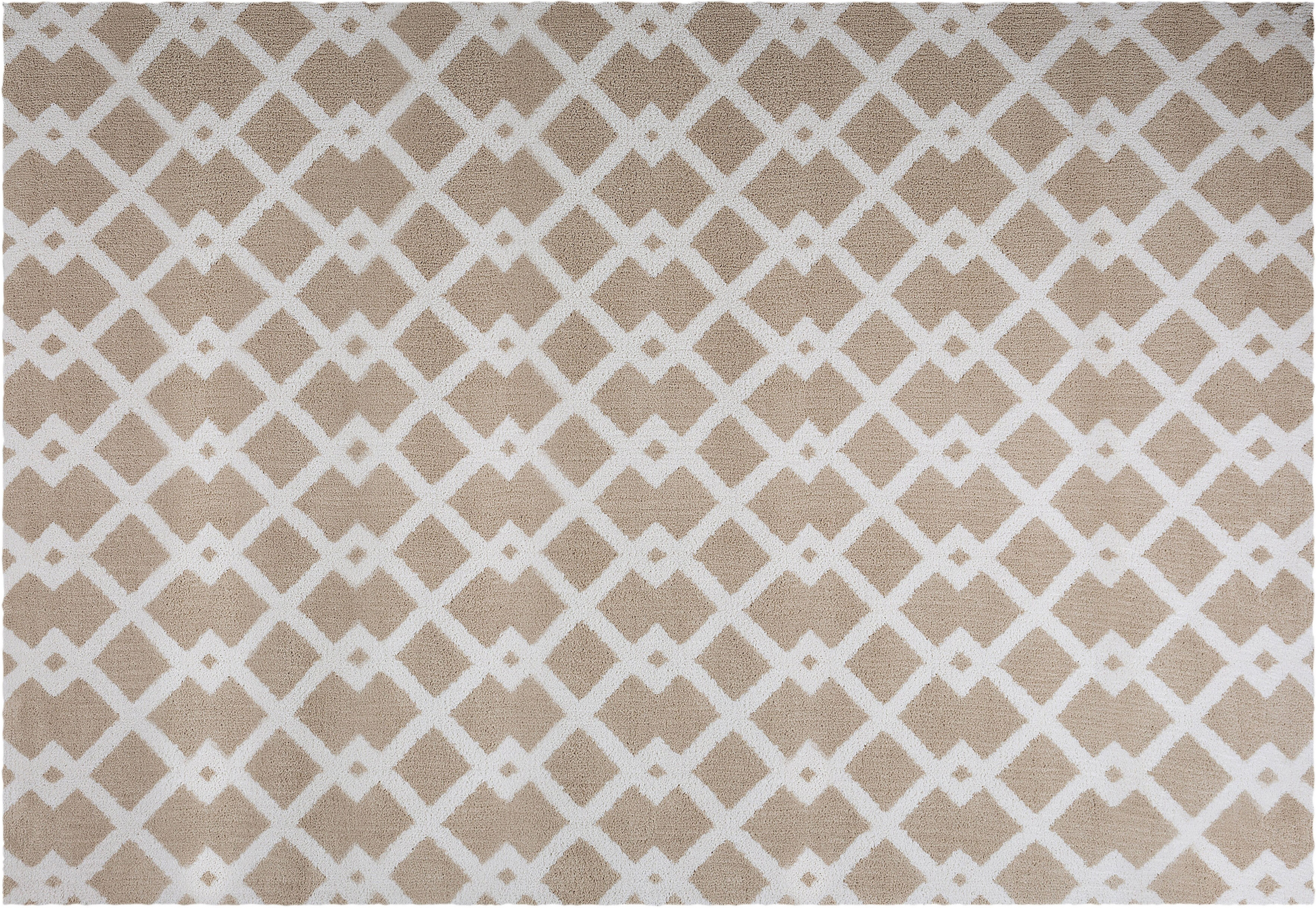 Beliani Area Rug Beige Fabric 140 x 200 cm Geometric Rectangular Modern