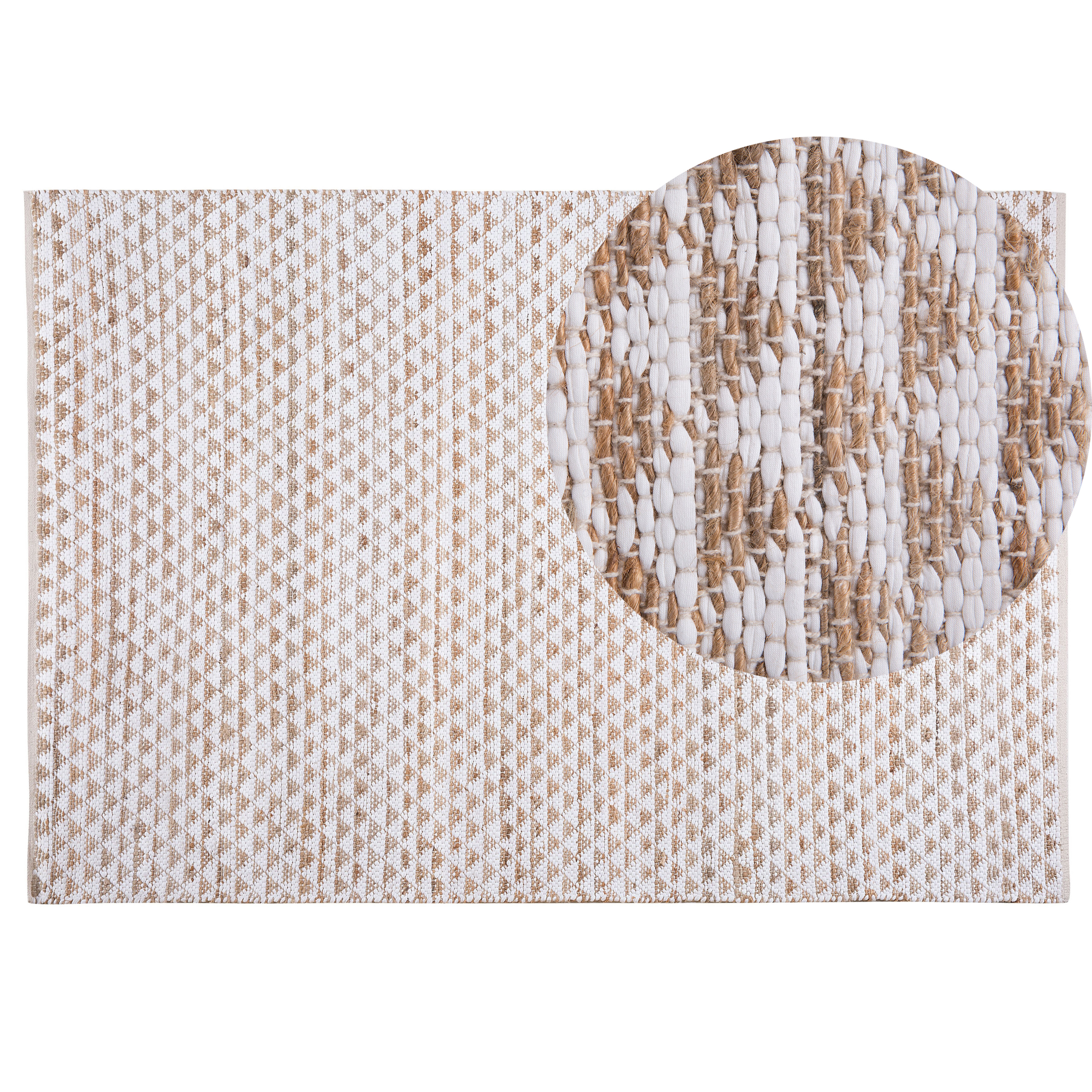 Beliani Rug Beige Jute and Cotton Blend 140 x 200 cm Hand Woven Geometric Pattern