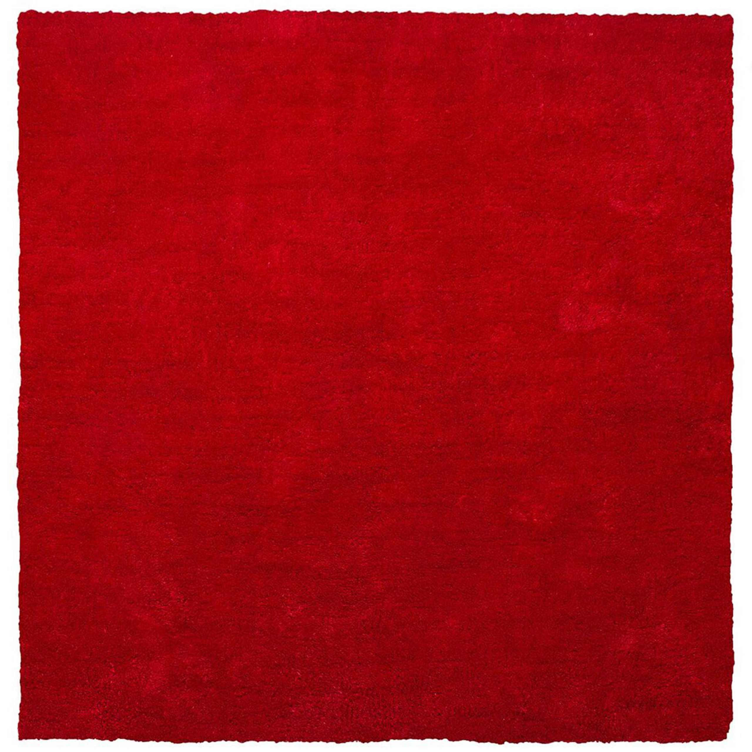 Beliani Shaggy Area Rug Red 200 x 200 cm Modern High-Pile Handmade Tufted Square Carpet