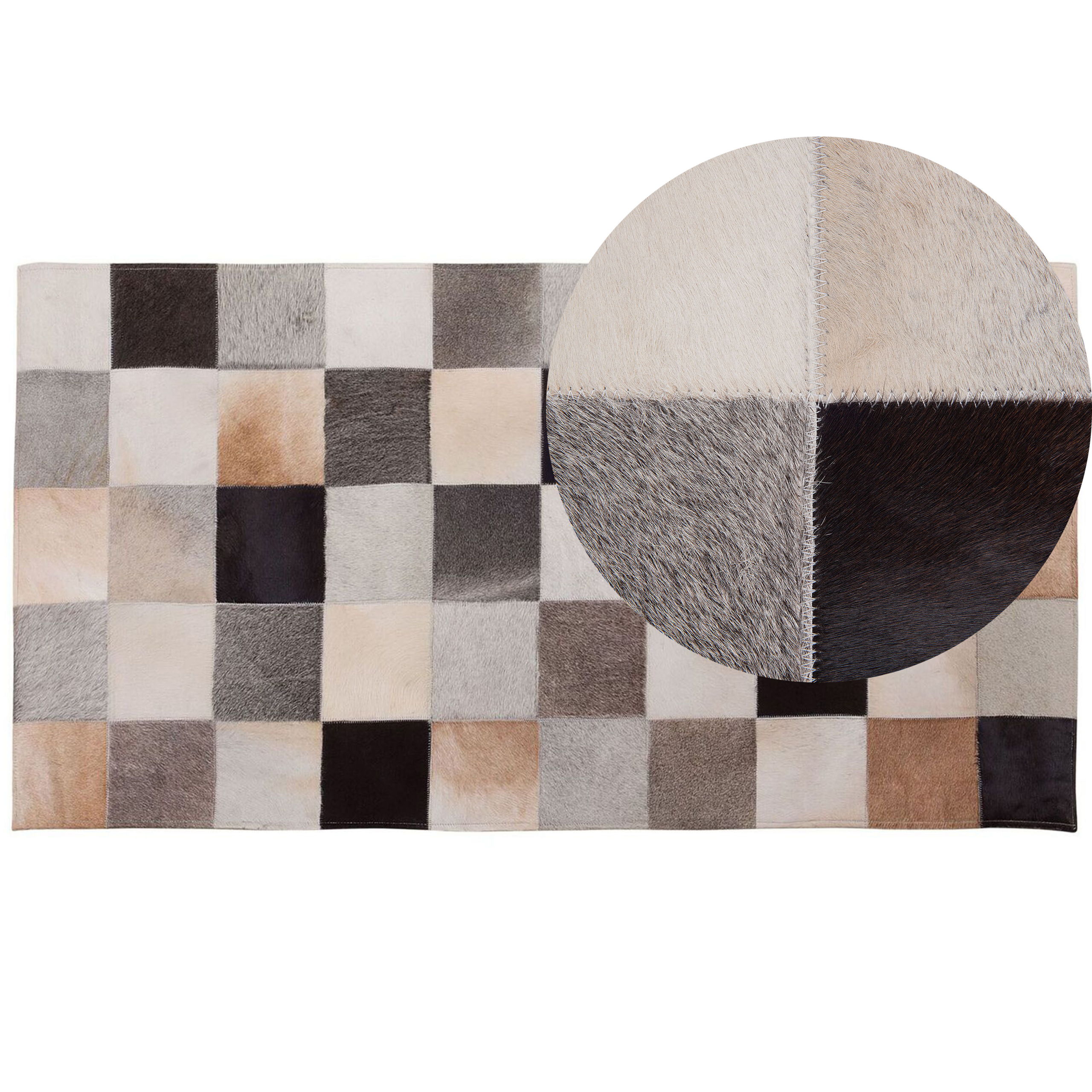 Beliani Area Rug Multicolour Cowhide Leather 80 x 150 cm Rectangular Patchwork Handcrafted