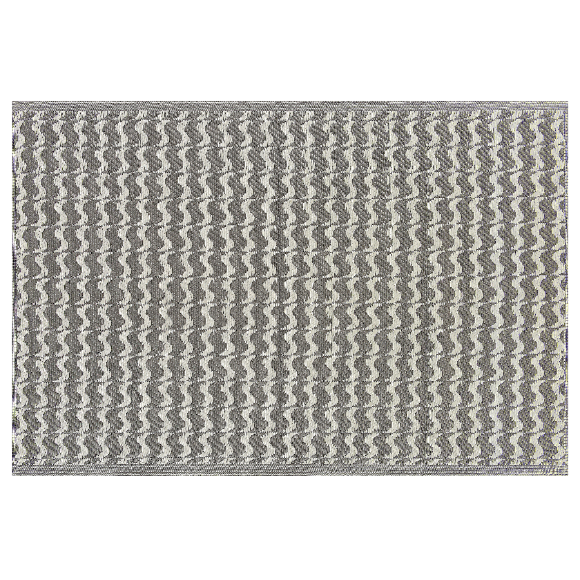 Beliani Outdoor Area Rug Grey Synthetic Materials Rectangular 120 x 180 cm Geometric Wavy Pattern Balcony Accessories
