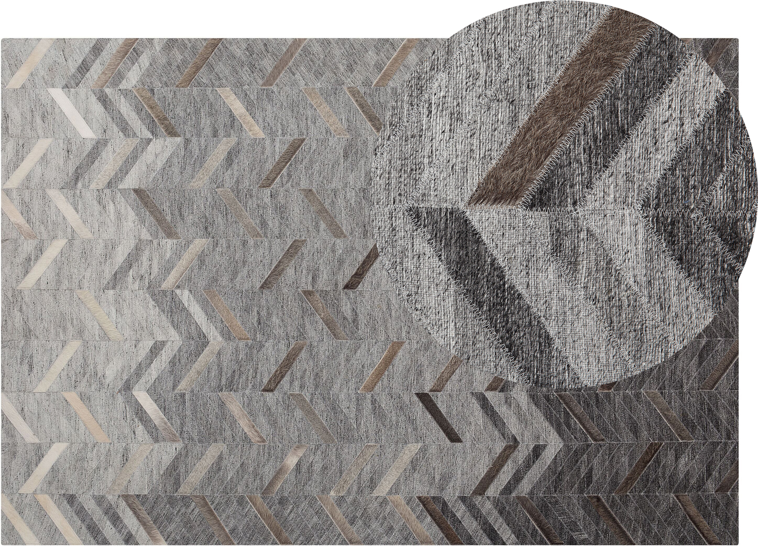 Beliani Area Rug 140 x 200 cm Grey Cowhide Leather Geometric