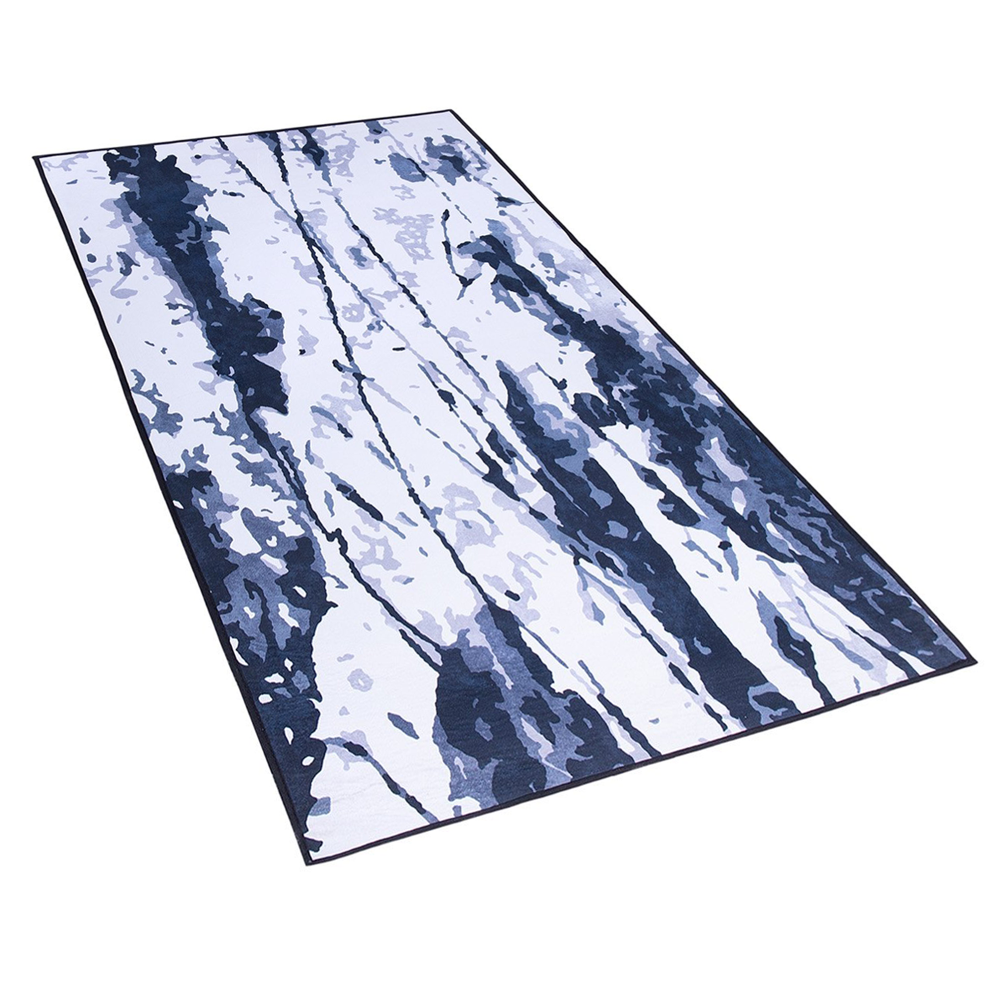 Beliani Rug White and Blue 80 x 150 cm Abstract Paint Effect Printed Low Pile Modern