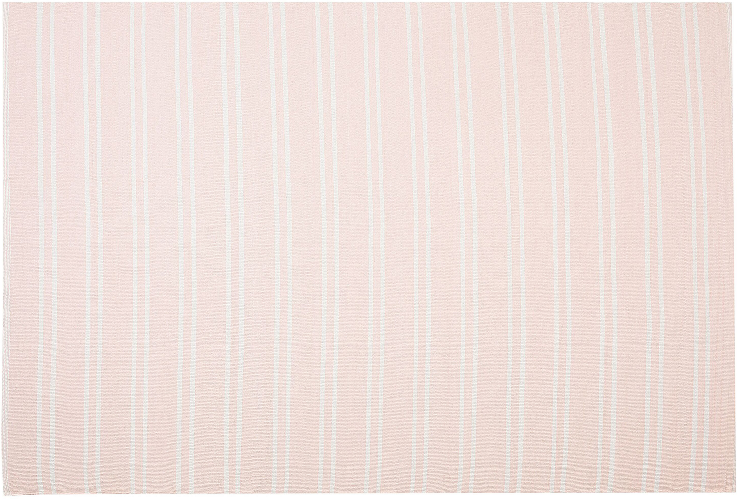 Beliani Area Rug Carpet Pink Reversible Synthetic Material Outdoor and Indoor White Stripes Rectangular 140 x 200 cm