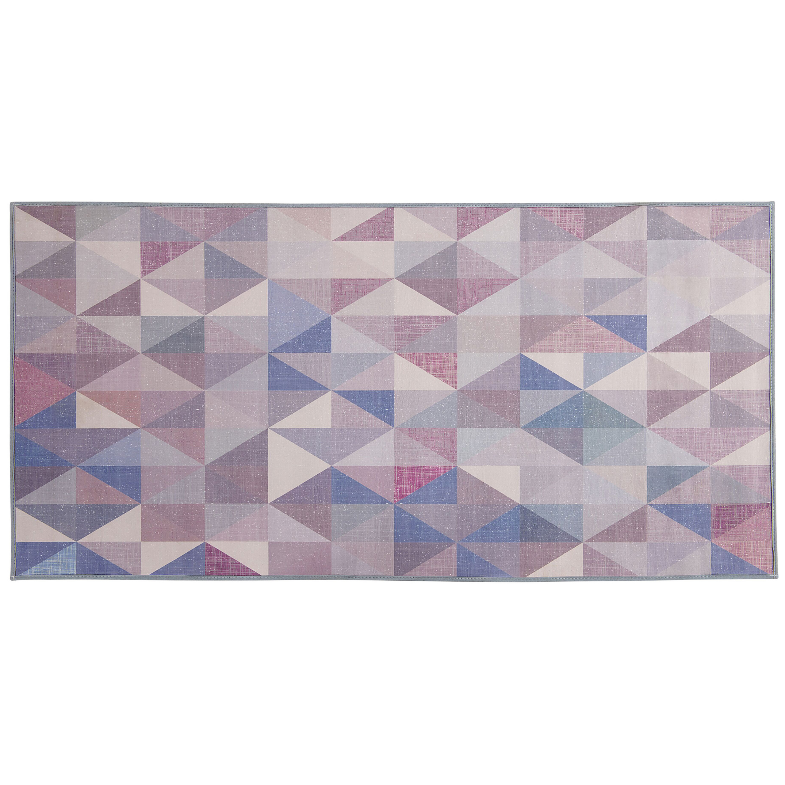 Beliani Area Rug Pastel Blue Grey 80 x 150 cm Triangle Pattern Carpet Modern Contemporary