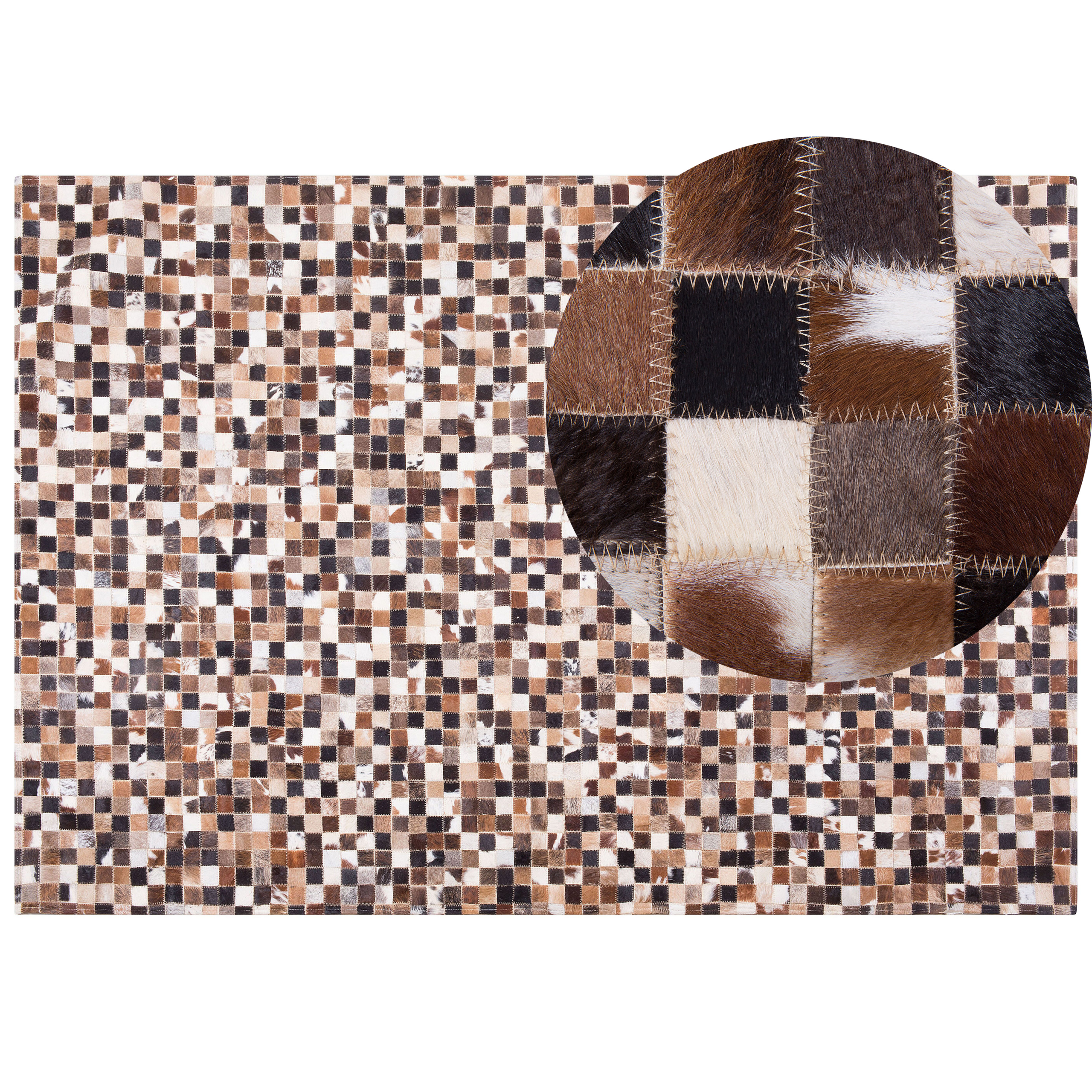 Beliani Area Rug Multicolour Leather 160 x 230 cm Patchwork Cowhide Mosaic Rectangular Modern
