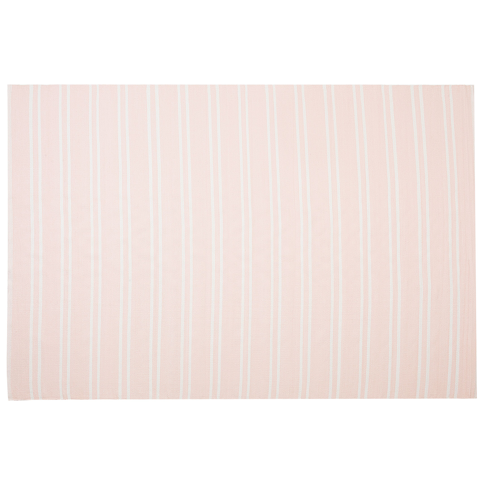 Beliani Area Rug Carpet Pink Reversible Synthetic Material Outdoor and Indoor White Stripes Rectangular 160 x 230 cm