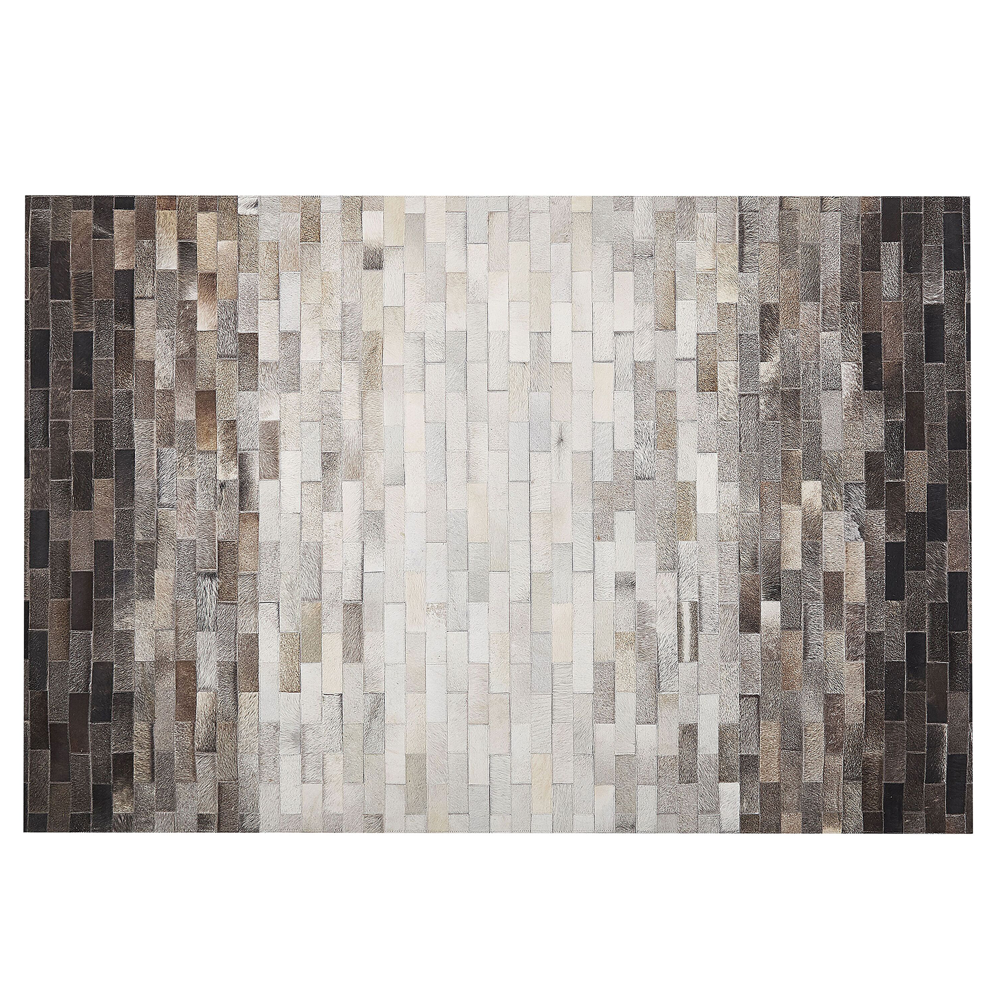 Beliani Rectangular Rug Brown and Beige Cowhide Leather 160 x 230 cm Patchwork Rectangles Rustic