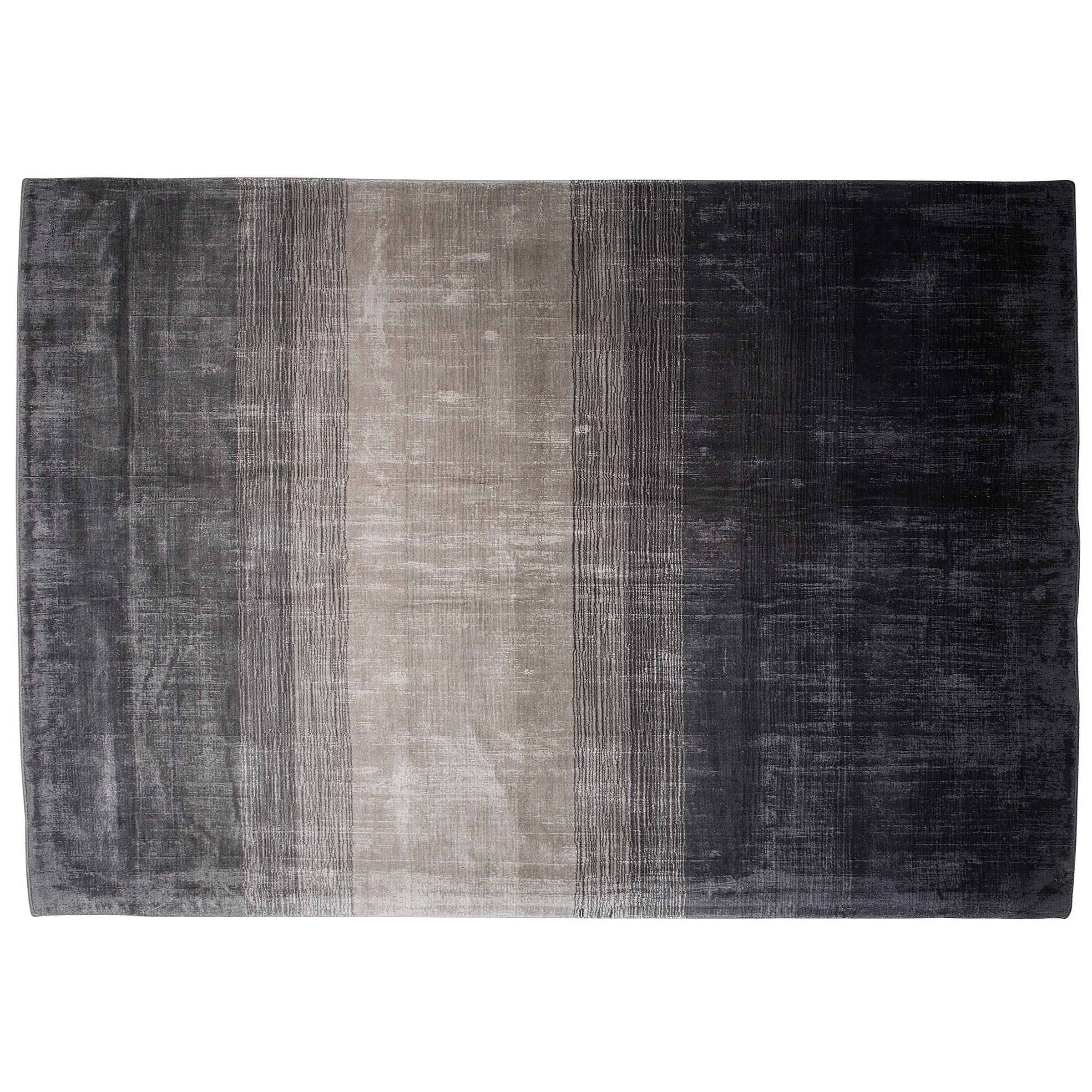Beliani Rug Grey with Black 160 x 230 cm Ombre Effect Viscose Modern Living Room