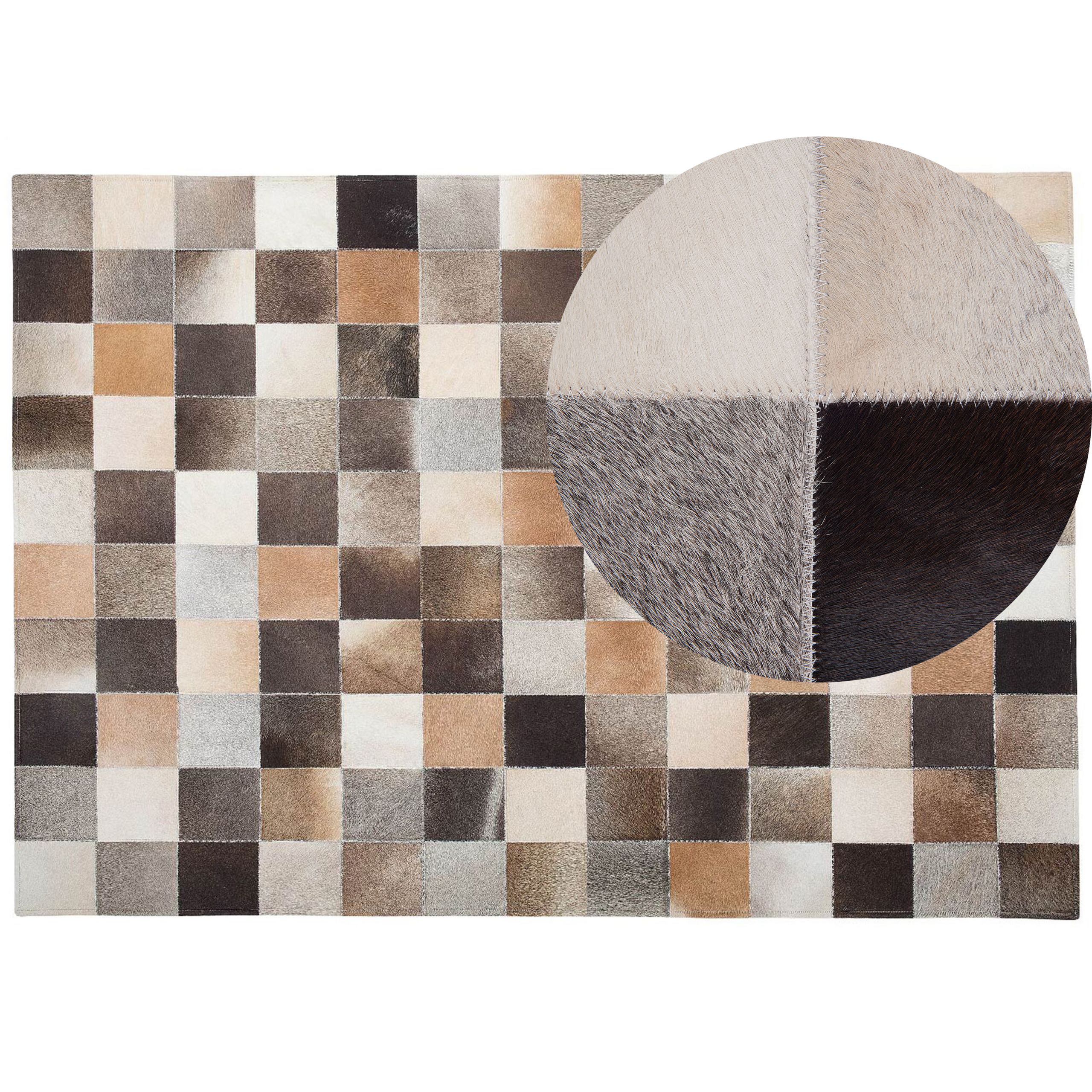 Beliani Area Rug Multicolour Cowhide Leather 160 x 230 cm Rectangular Patchwork Handcrafted
