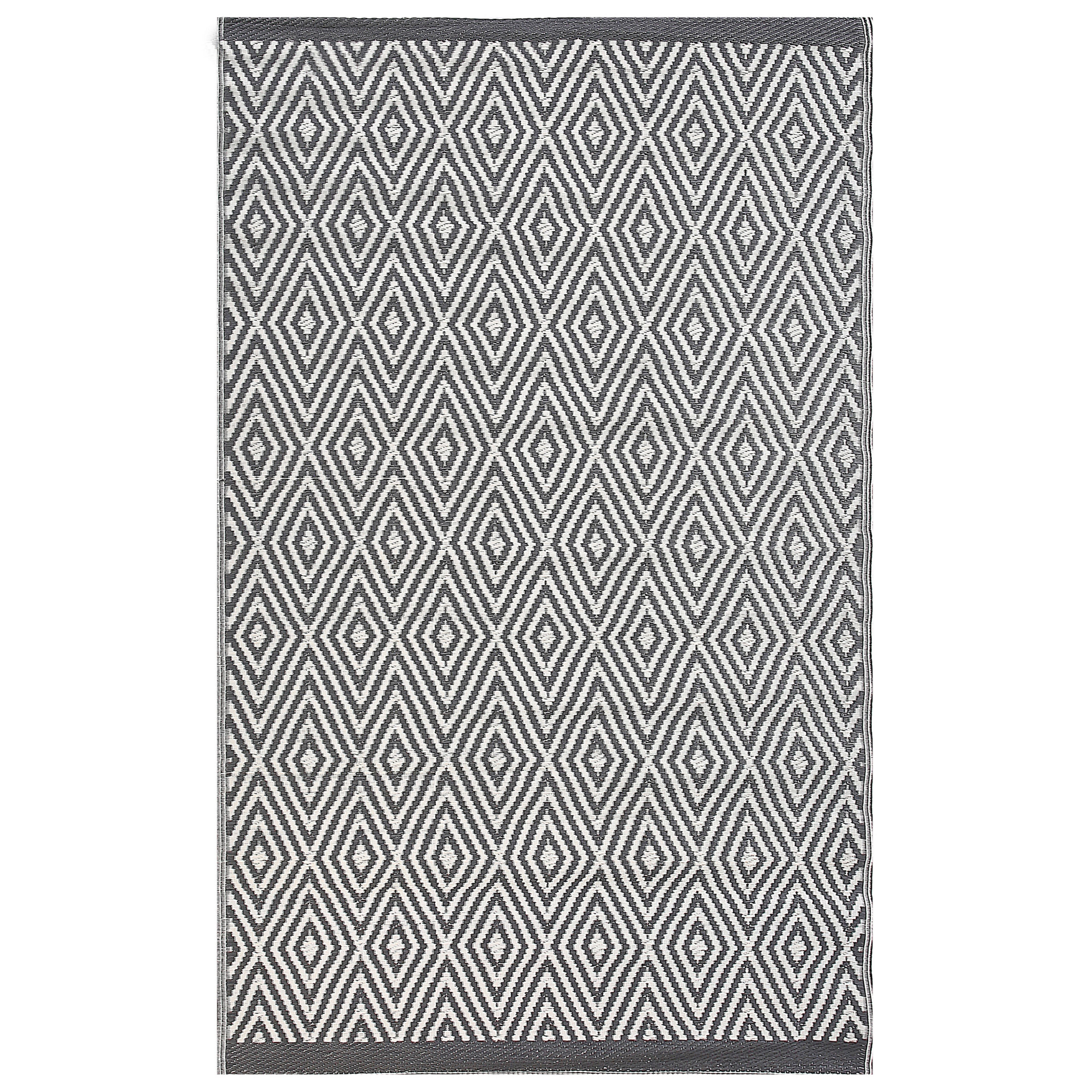 Beliani Outdoor Area Rug Grey Synthetic Material 120 x 180 cm Recycled Geometric Pattern Indoor Decorations