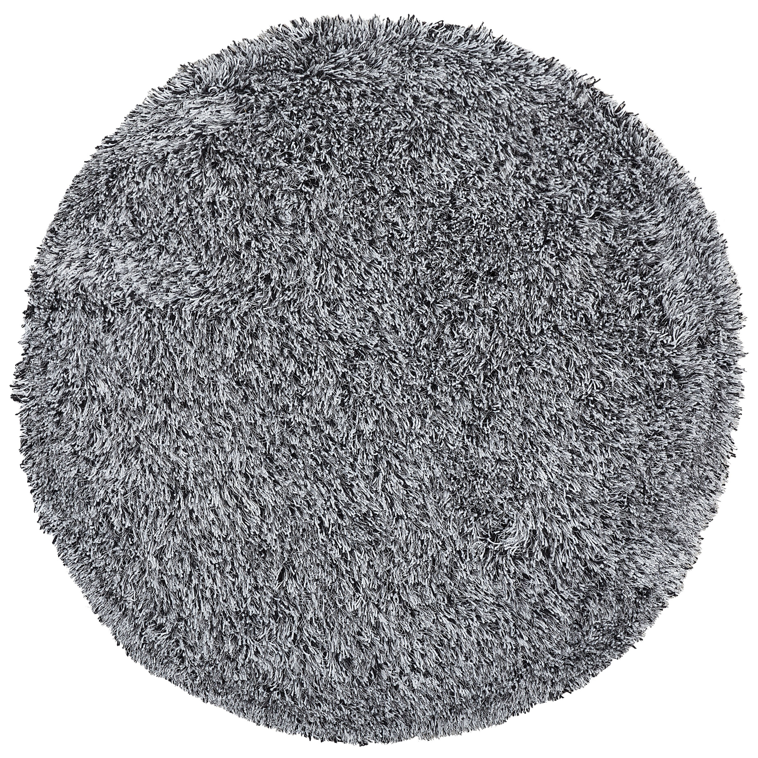 Beliani Shaggy Area Rug High-Pile Carpet Solid Black and White Polyester Round 140 cm