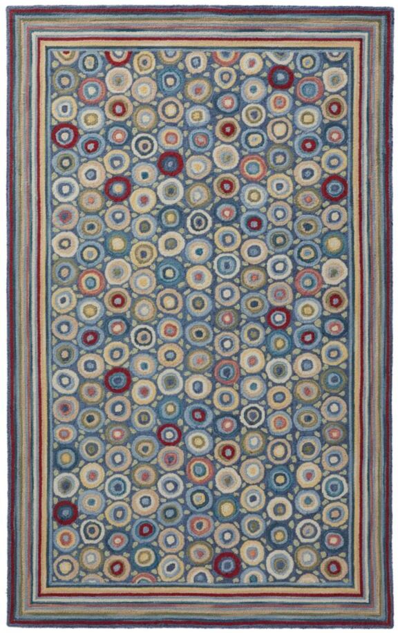 Wool Hooked Rug, Coins Blue Bright Coins 5'x8' L.L.Bean