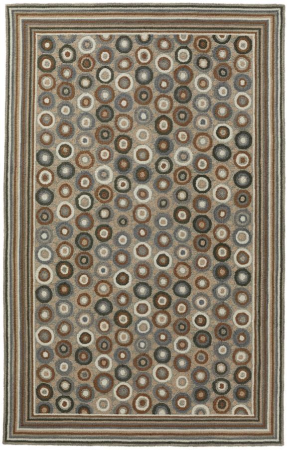 Wool Hooked Rug, Coins Neutral Coins 5'x8' L.L.Bean