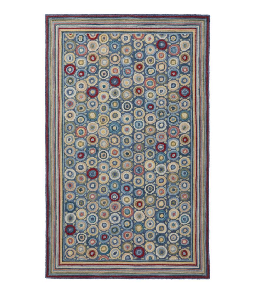Wool Hooked Rug, Coins Blue Bright Coins 8'x10' L.L.Bean