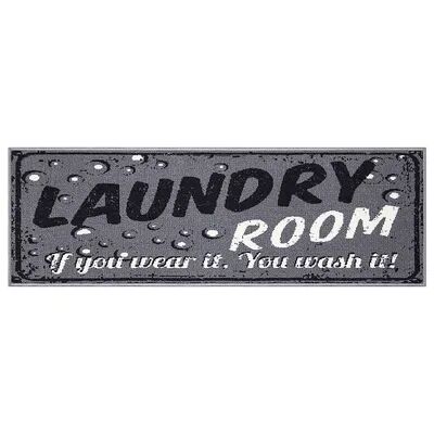 Ottomanson Laundry Collection Bubbles Design Laundry Room Area Rug, Grey, 2X6 Ft