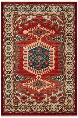 Safavieh Kashan Maria Geometric Framed Rug, Red, 5X7.5 Ft