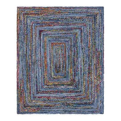 Unique Loom Braided Chindi Jute Blend Rug, Blue, 3X5FT OVAL