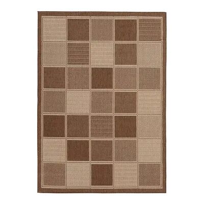 Ottomanson Jardin Collection Boxes Design Non Shedding Indoor/Outdoor Rug, Brown, 5X7 Ft