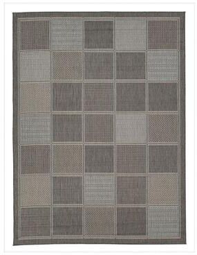 Ottomanson Jardin Collection Boxes Design Non Shedding Indoor/Outdoor Rug, Grey, 5X7 Ft