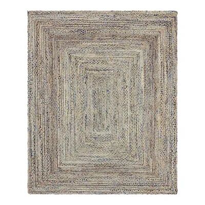 Unique Loom Crossed Braided Chindi Jute Blend Rug, Blue, 4X6FT OVAL