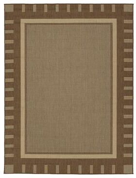 Ottomanson Jardin Collection Bordered Design Non Shedding Indoor/Outdoor Rug, Brown, 5X7 Ft