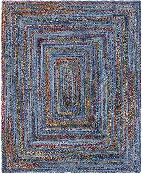 Unique Loom Braided Chindi Jute Blend Rug, Blue, 5X8FT OVAL