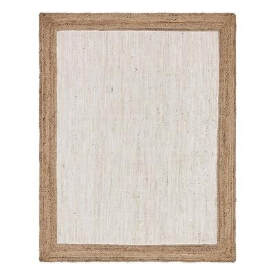 Unique Loom Goa Braided Jute Blend Rug, White, 5X8FT OVAL