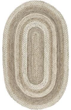 nuLoom Charlene Braided Border Jute Area Rug, White, 3X5FT OVAL