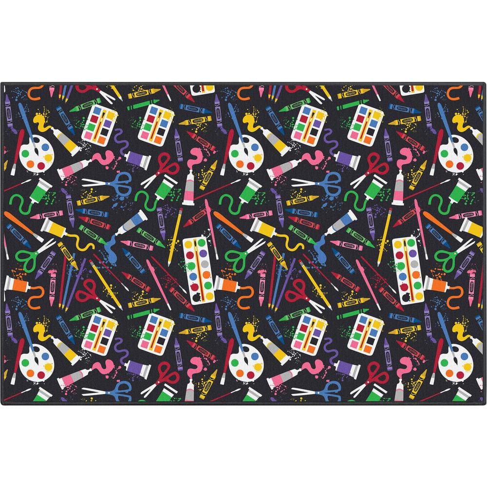 Well Woven Crayola Art Supplies Black 3 ft. 3 in. x 5 ft. Area Rug