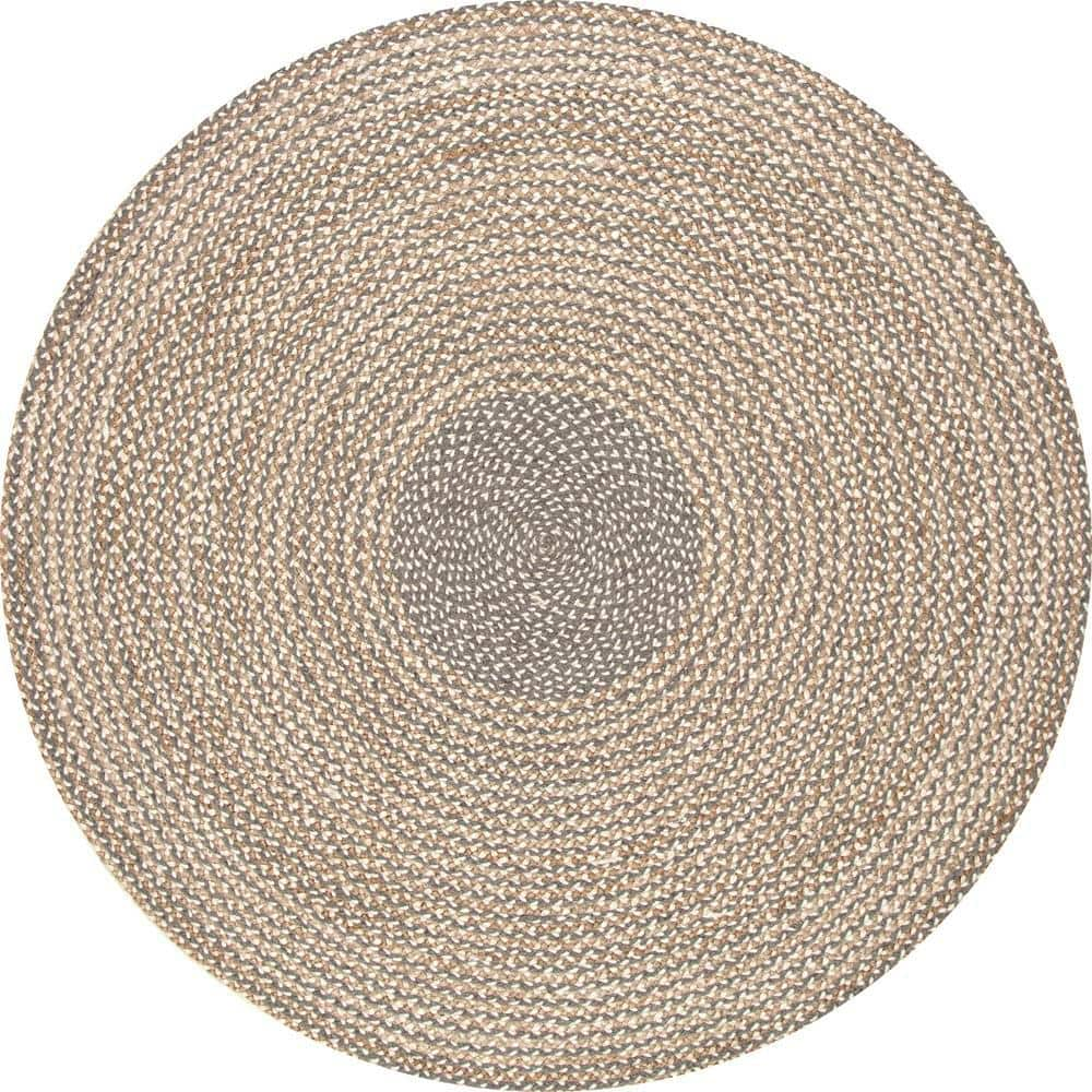 nuLOOM Draya Braided Jute Gray 3 ft. x 5 ft. Indoor Oval Area Rug