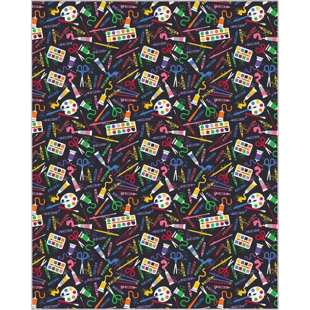 Well Woven Crayola Art Supplies Black 7 ft. 10 in. x 9 ft. 10 in. Area Rug