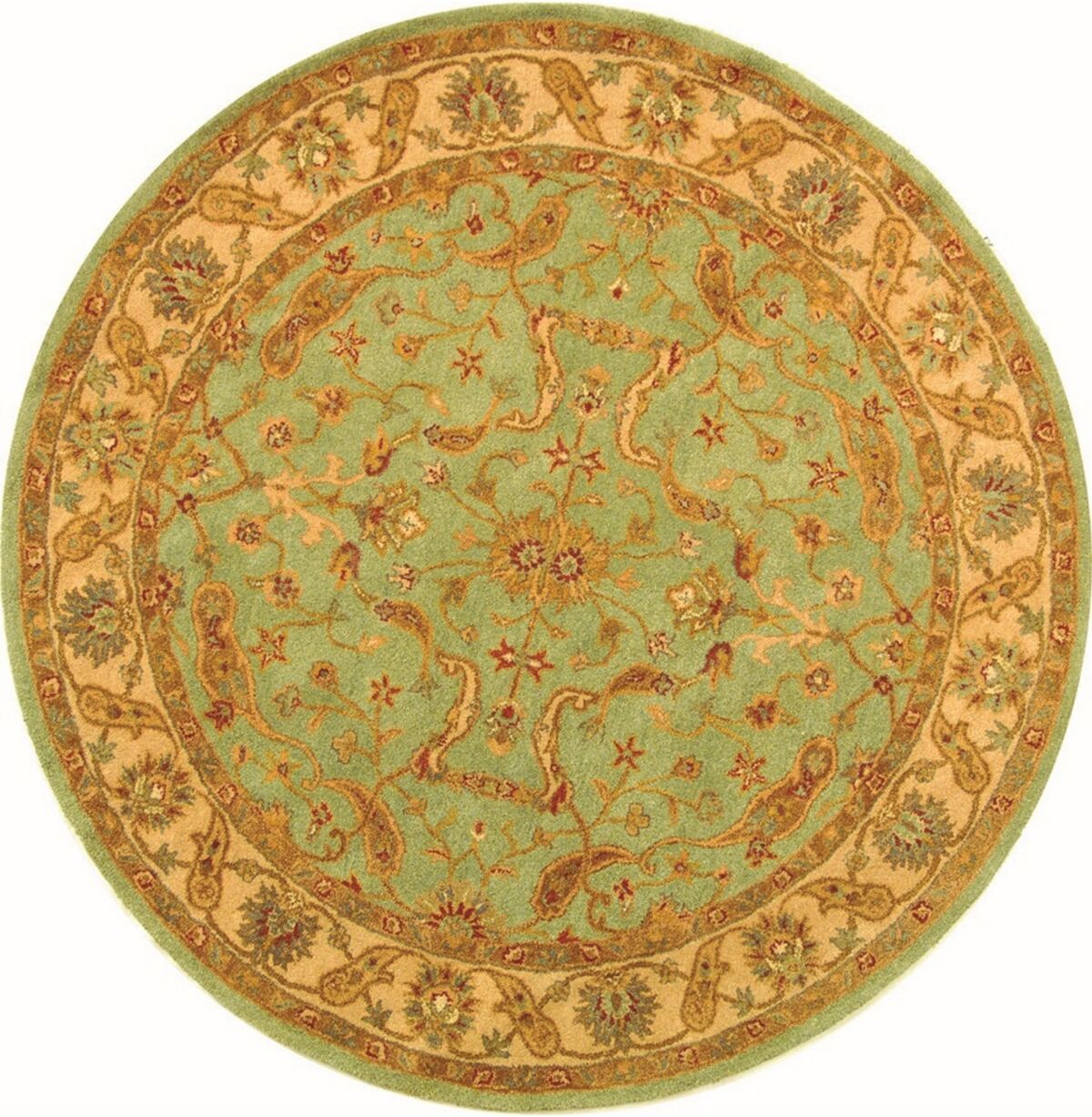 Safavieh Antiquity At311 Teal and Beige 8' x 8' Round Area Rug - Teal