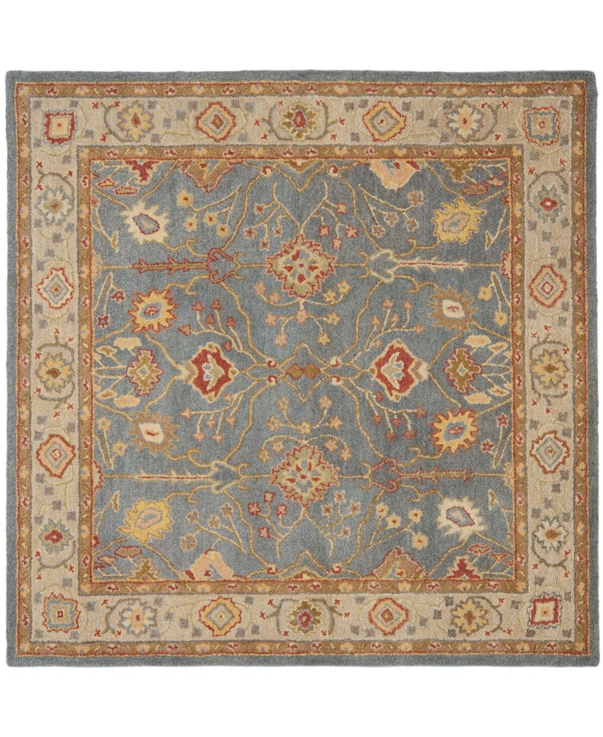 Safavieh Antiquity At314 Blue and Ivory 6' x 6' Square Area Rug - Blue