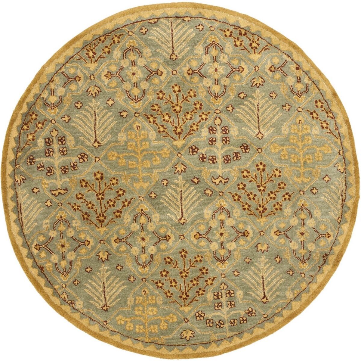 Safavieh Antiquity At613 Mist and Gold 8' x 8' Round Area Rug - Mist