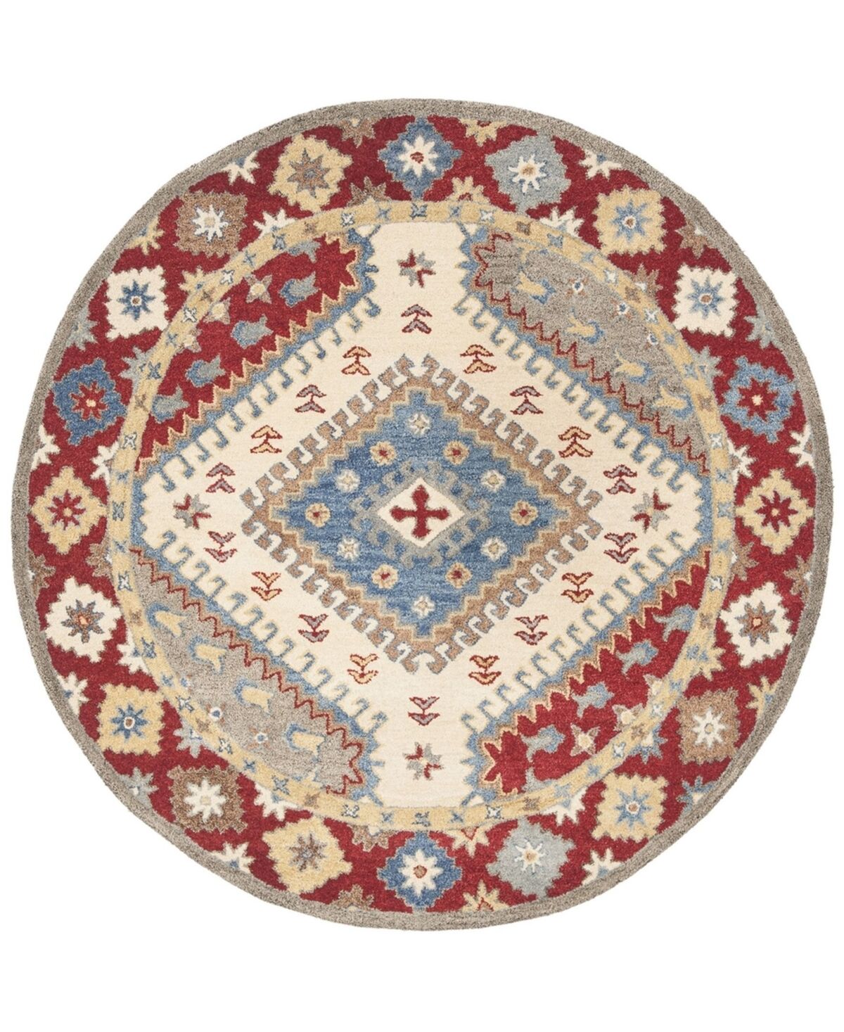 Safavieh Antiquity At507 Red and Ivory 6' x 6' Round Area Rug - Red