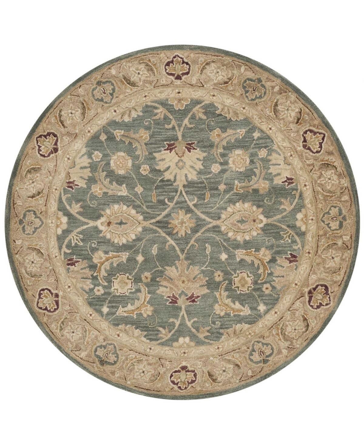 Safavieh Antiquity At849 Teal and Taupe 6' x 6' Round Area Rug - Teal
