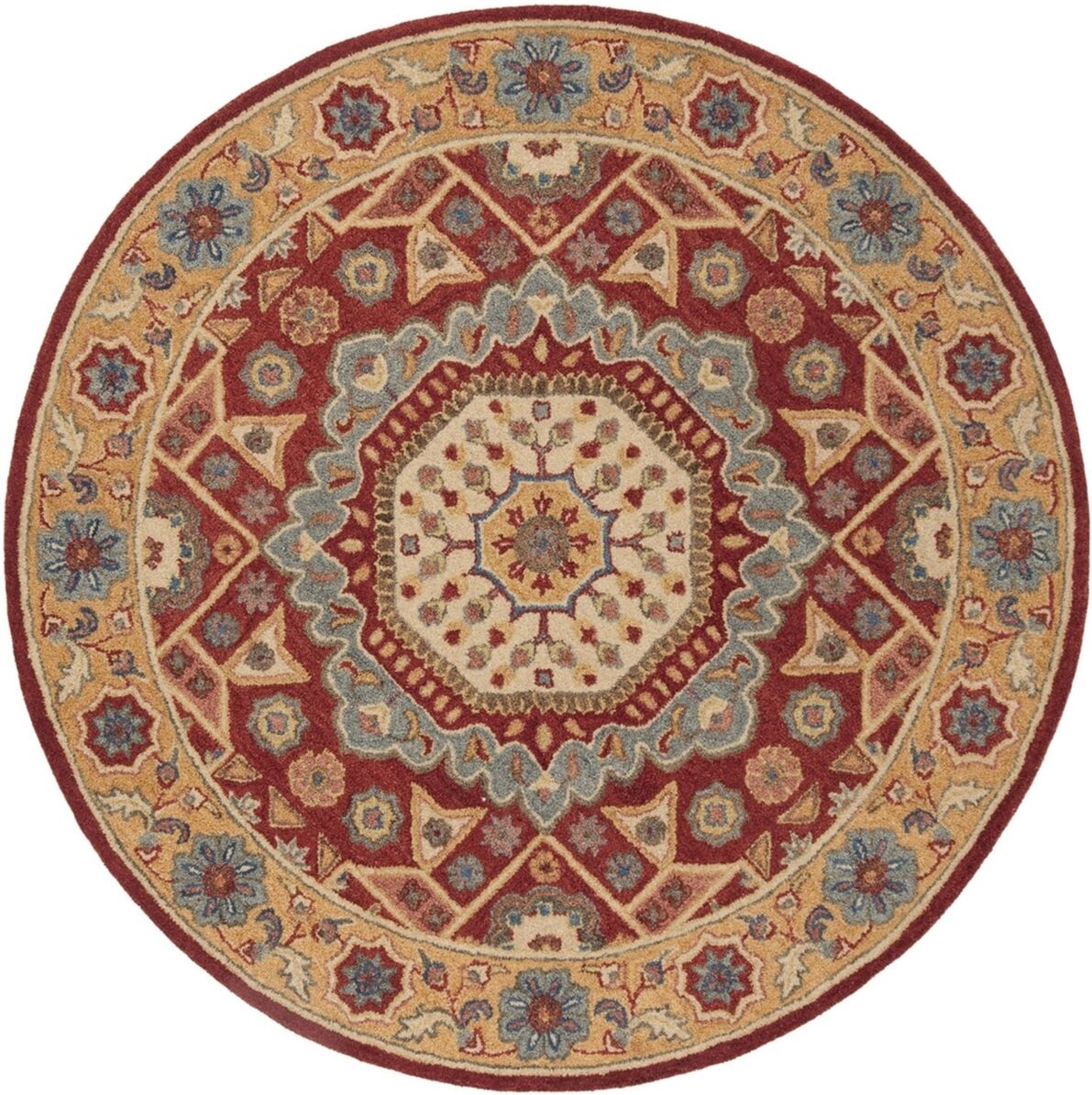 Safavieh Antiquity At501 Red and Orange 6' x 6' Round Area Rug - Red