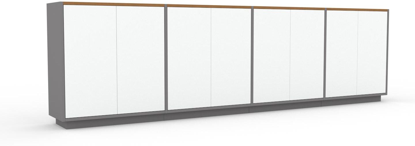 MYCS Sideboard Weiß - Designer-Sideboard: Türen in Weiß - Hochwertige Materialien - 301 x 85 x 35 cm, Individuell konfigurierbar