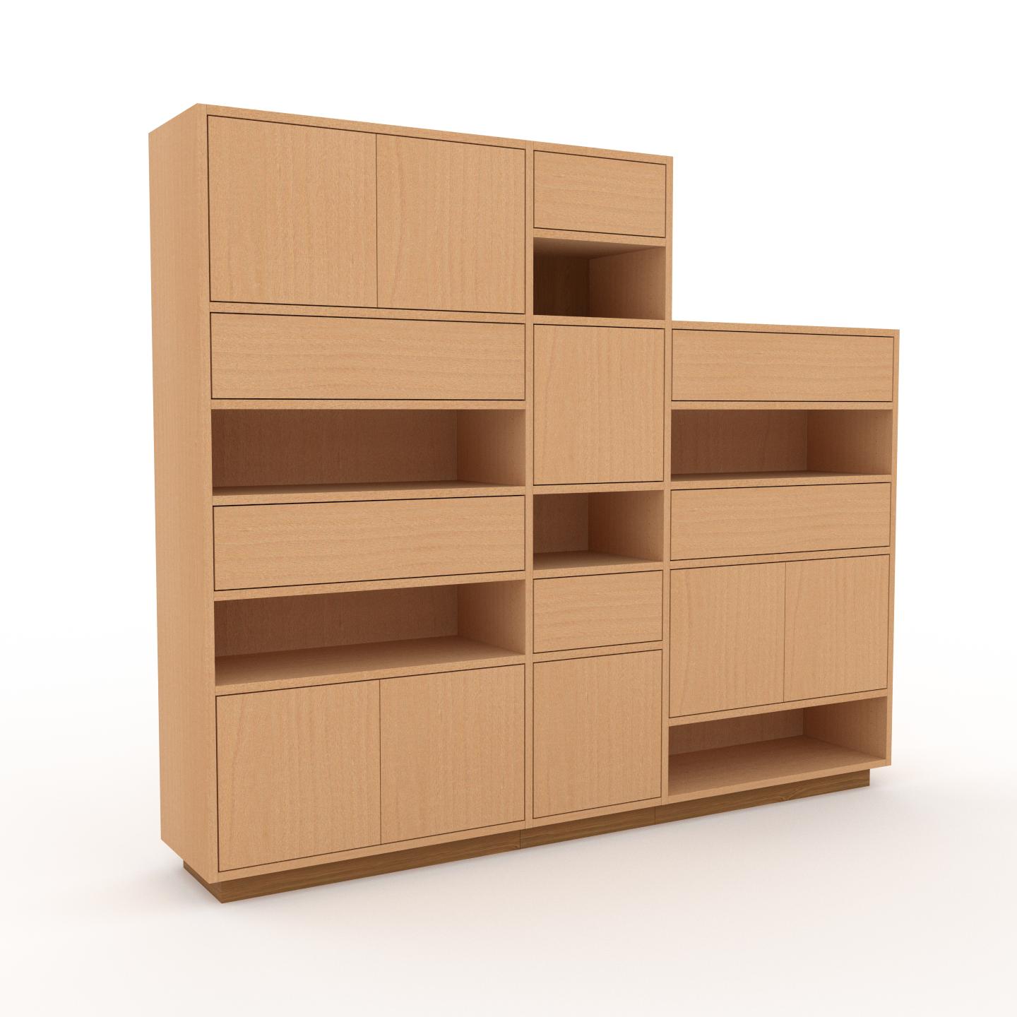 MYCS Sideboard Buche - Sideboard: Schubladen in Buche & Türen in Buche - Hochwertige Materialien - 190 x 162 x 35 cm, konfigurierbar