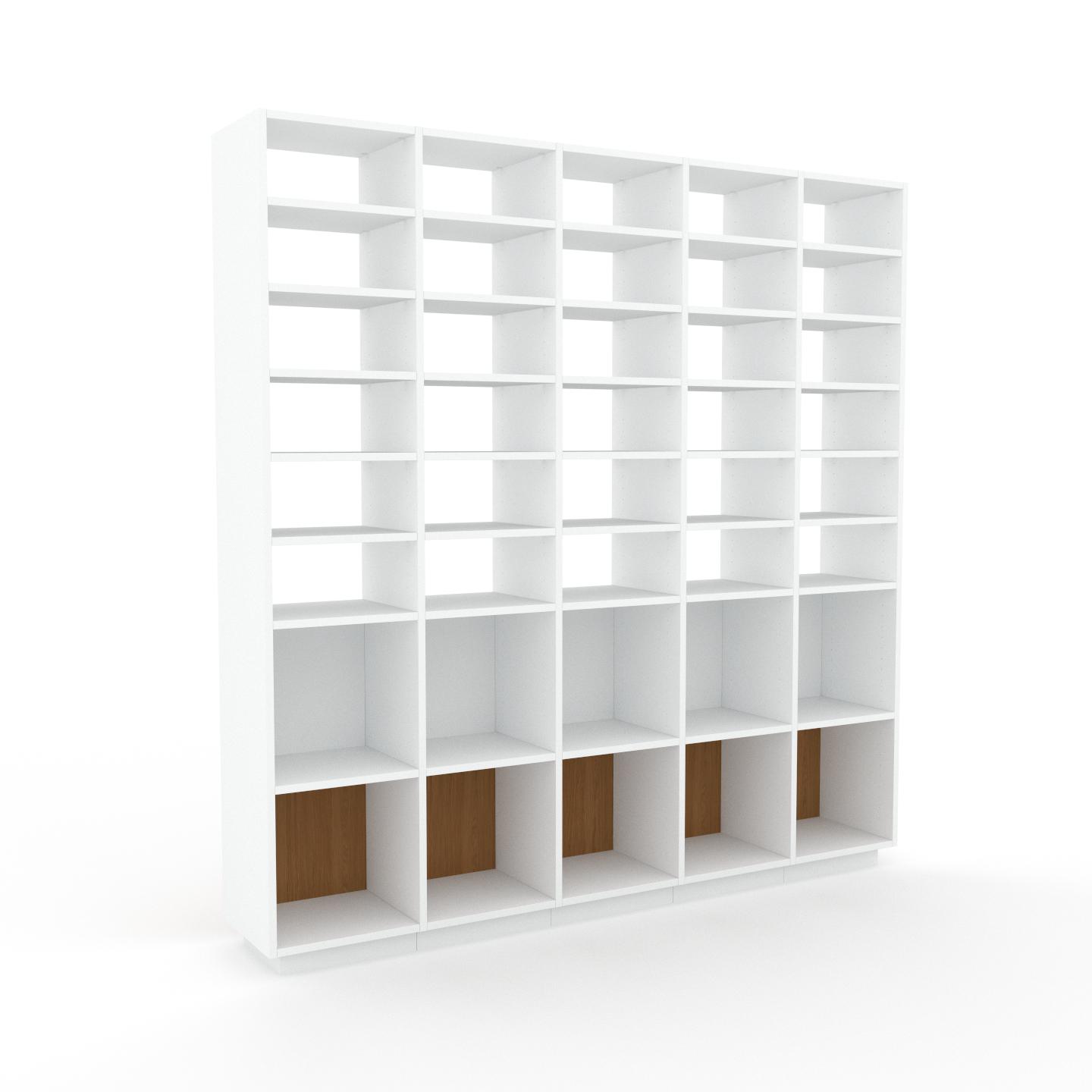 MYCS Bibliotheksregal Weiß - Individuelles Regal für Bibliothek: Einzigartiges Design - 195 x 200 x 35 cm, konfigurierbar