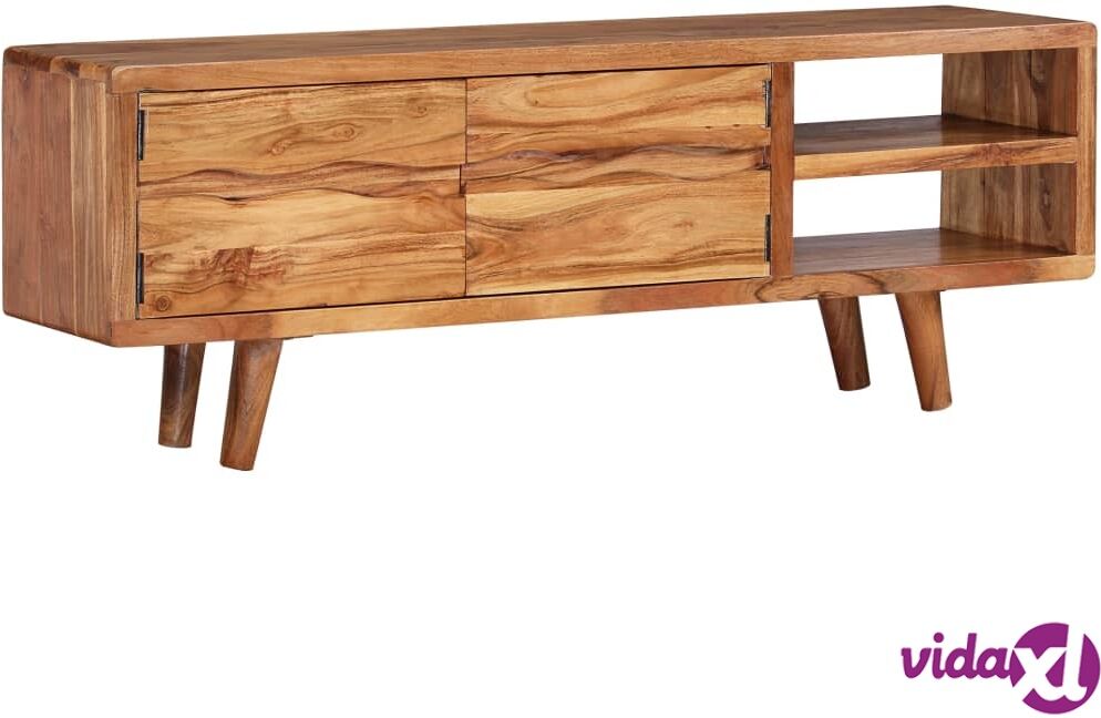 vidaXL TV Cabinet Solid Acacia Wood with Carved Doors 117x30x40 cm